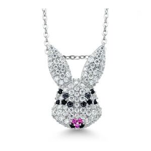 18K GOLD PLATED 0.83 CT tw Moissanite Dazzling Rabbit Pendant Necklace